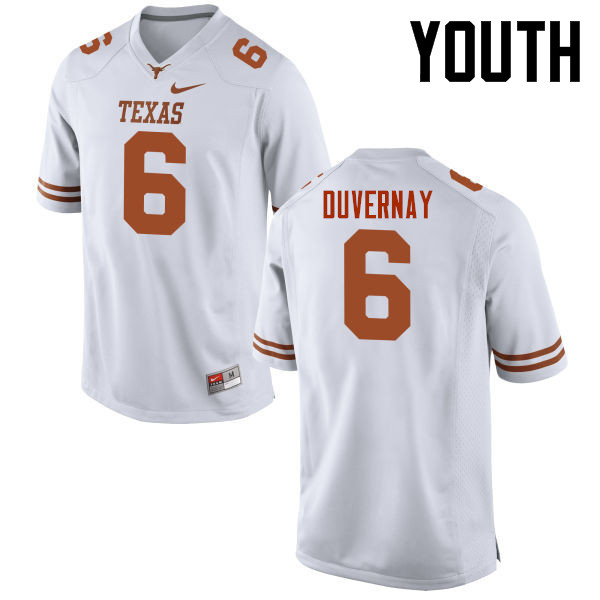 Youth #6 Devin Duvernay Texas Longhorns College Football Jerseys-White